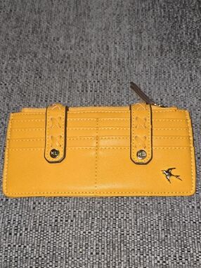 Yellow Women's Card Wallet with Bird Accent
